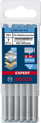 Broca Bosch EXPERT CYL-9 MultiConstruction 7×60×100 mm, pacote com 10.